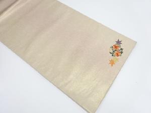 紅葉に花丸文様刺繍袋帯